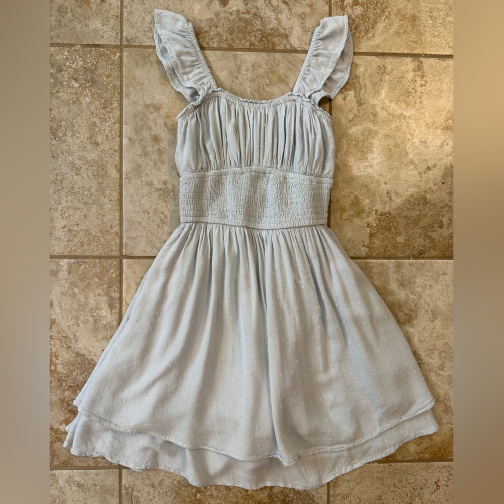 Hollister Light Blue Ruffle Strap Romper Women’s XS